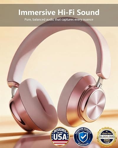 Wentronic Y03 Bluetooth Headphones Wireless Active Noise Cancelling Over Ear Headphones 48 Hours Playtime High Sound Quality 6 EQ Music Mode Headphones with Soft Ear Cushion - Pink thumbnail 2