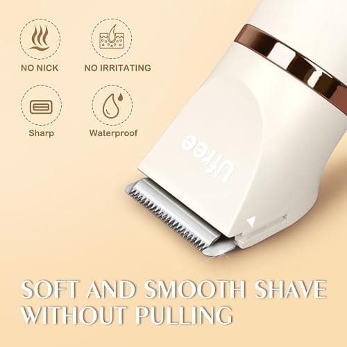 Ufree Bikini Trimmer Electric Razors for Women, Rechargeable Pubic Hair Trimmer Electric Shaver for Legs Body Hair, Bikini Shaver IPX7 Waterproof, White thumbnail 3