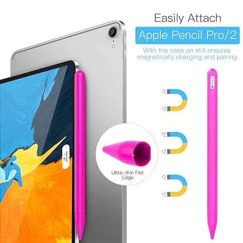 MoKo Pencil Case for Apple Pencil 2nd Generation/Apple Pencil Pro,[2 Pieces] Protective Silicone Apple Pencil 2nd Generation Pencil Holder Sleeve and Protective Nib Cover for Apple Pencil 2,Pitaya Red thumbnail 3