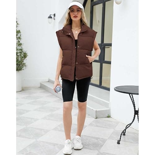 Ainangua Women's Puffer Vest Stand Collar Zipper Sleeveless Jackets Winter Lightweight Vests Warm Padded Jacket Coat thumbnail 8