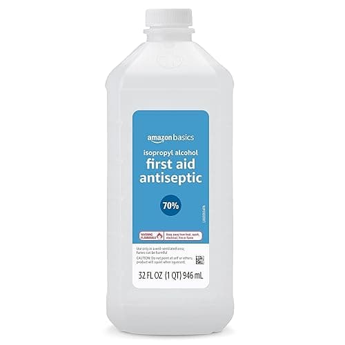 Amazon Basics 70% Isopropyl Alcohol First Aid Antiseptic for Treatment of Minor Cuts, Scrapes and Burns, Unscented, 32 Fl Oz (Pack of 1) (Previously Solimo) - Image 1