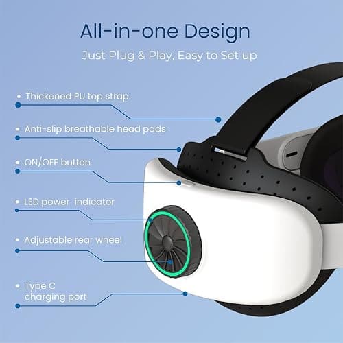 BUSQUEDA Elite Strap with Battery for Oculus Quest 2,8000mAh Extend 9hrs Playtime,Fast Charging VR Power,Counter Balance&Adjustable Head Strap for Enhanced Support and Comfort in VR thumbnail 4