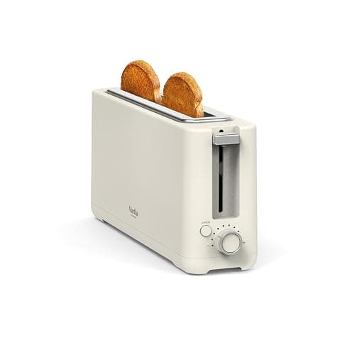 Martha Stewart 2 Slice Long Slot Toaster, Extra Wide for Sourdough & Bagels, 10 Setting Shade Control, Removable Crumb Tray, Self-Centering Design, Defrost/Reheat, Cancel, Slim Space-Saving, Linen - Image 1