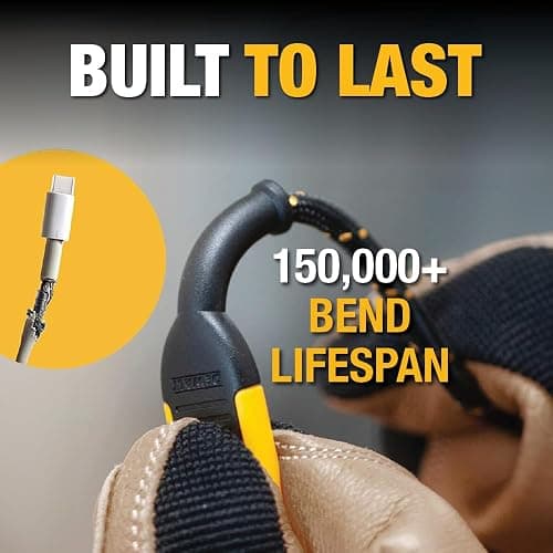 DEWALT Heavy Duty USB to Lightning Cable [Apple MFi Certified] Durable iPhone Charger, Lightning Cables, Fast Charging iPhone Charger Cord Compatible w/iPhones 14/13/12/11 Pro Max iPad AirPods, 10FT thumbnail 6