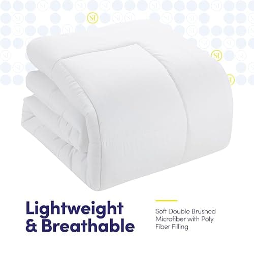Sweet Home Collection 7 Piece Comforter Set Bag Solid Color All Season Soft Down Alternative Blanket & Luxurious Microfiber Bed Sheets, White, Queen thumbnail 4