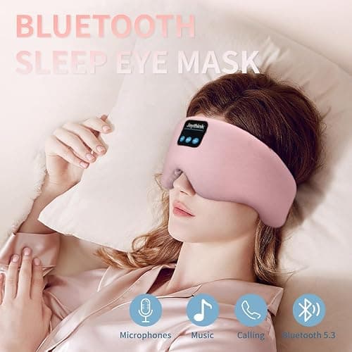 Joythink Weighted Eye Masks Bluetooth Sleep Mask Headphones Silk Wireless Bluetooth Headband for Side Sleepers Blackout for Airplane Travel Men Women Pink thumbnail 6