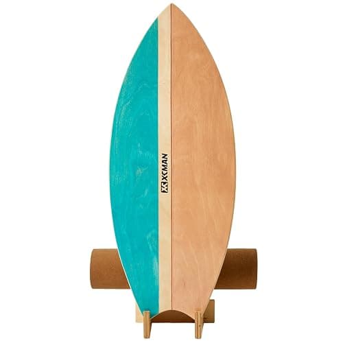 XCMAN Surf Balance Board Trainer with Roller Wooden Exercise Balancing Stability Trainer - Non Slip Surface for Adults Kids|Balance Board for Surfing,Snowboarding,Skateboarding,Hockey,Yoga Training - Image 1