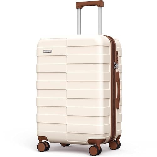 Vipbox Maletas de Viaje Rígidas Mediano 65cm (3 AÑOS DE Servicio VIP) Policarbonato Ampliable Set Maleta Trolley Ligero Duradero con 4 Ruedas Dobles Giratorias y Cerradura TSA, Blanco Elegante - Image 1