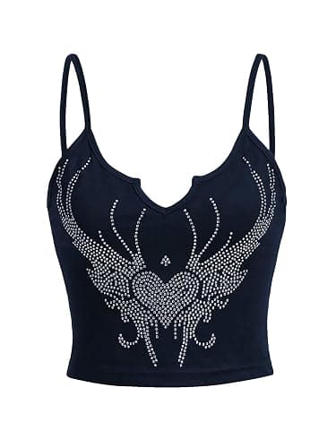 SOLY HUX Women's Y2k Gothic Lace Trim Cami Crop Top Sleeveless Sexy Tank Tops Camisole Clubwear Outfit - Image 1