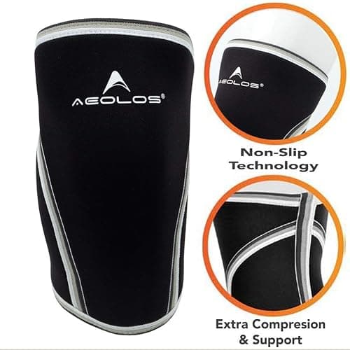 AEOLOS Knee Sleeves (1 Pair)，7mm Compression Knee Braces for Heavy-Lifting,Squats,Gym and Other Sports (Large, Black) thumbnail 3