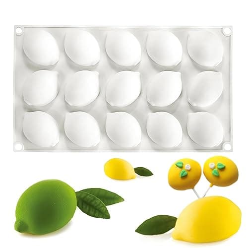 Silicone Lemon Mold, 15-Cavity Fruit Shape Baking Tray for Desserts, White - Image 1