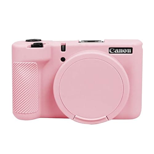 EASY HOOD V1 Case, Silicone Camera Cover with Removable Lens Cover, Soft Protector Lightweight Carrying Body Skin for Canon PowerShot V1 Digital Camera - Pink - Image 1