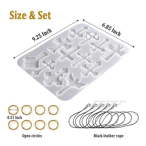 SWUAVD Cross Resin Molds, 9×7inch Epoxy Resin Cross Molds Silicone Molds for Keychain DIY Craft Necklace Jewelry Pendant Making Halloween Gifts thumbnail 2
