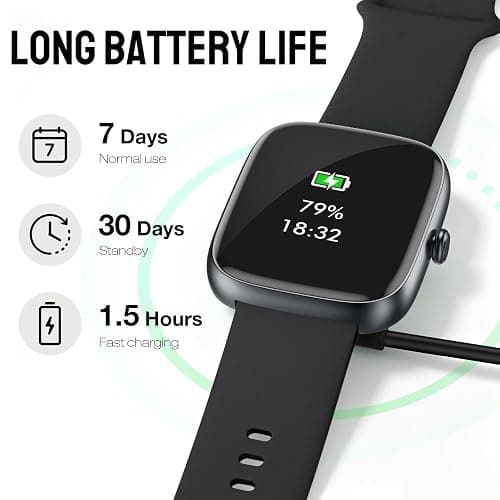 Smart Watch for Women Men, 1.83" HD Fitness Tracker (Answer/Make Call) with 24/7 Heart Rate/Sleep/SpO2 Monitor, IP68 Waterproof, 100+ Sport Modes Smartwatch for iPhone/Samsung/Android (Black) thumbnail 7