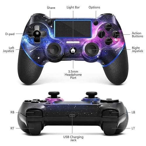 AceGamer Wireless Controller for PS4 Game Compatible with PS4/Pro/PC with Motion Motors and Audio Function,Mini LED Indicator,USB Cable and Anti-Slip (Starry Sky) thumbnail 2