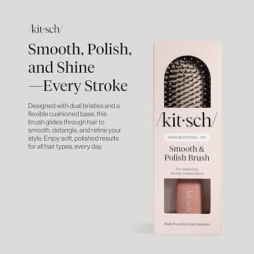 Kitsch Smooth & Polish Brush – Dual Bristle Detangler Brush, Shine & Frizz Control – Vegan Boar & Nylon Hair Brush with Cushioned Pad for Scalp Massage – Hair Care Tool for All Hair Types - Terracotta thumbnail 2