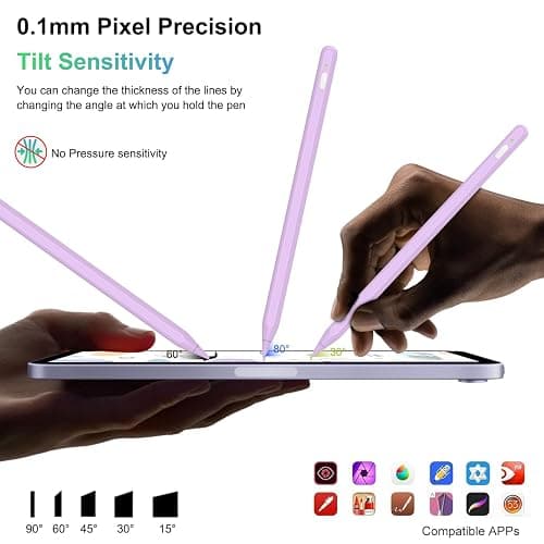 iPencil 2. Generation für iPad, Magnetische drahtlose Aufladung Stift für iPad Mit Handfläche Ablehnung& Neigung, Stylus Pen für iPad 6/7/8/9/10, Mini 5/6, Air 3/4/5, iPad Pro 11" &12.9" -lila thumbnail 5
