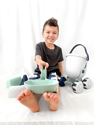 Asweets Beach Sand Toy Shovel Car, Organic Green Plastic Travel Beach Sand Toys for Kids Toddlers, Ideal Gift for Boys and Girls, 11.81''L x 6.10''W x 5.31''H thumbnail 8
