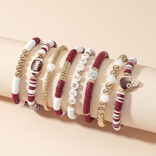 Artlunar Game Day Football Charm Bracelet: Stackable Sports Jewelry for Moms & Dads - Perfect for Football Fans thumbnail 2