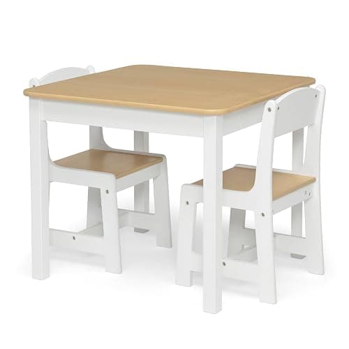 Delta Children MySize Kids Wood Table and Chair Set (2 Chairs Included) - Ideal for Arts & Crafts, Snack Time, Homeschooling, Homework & More, Bianca White/Natural thumbnail 4