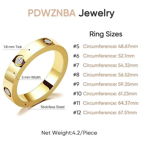 PDWZNBA Love Friendship Ring 18K Gold-Plated Stainless Steel Promise Ring Wedding Band Jewelry Birthday Gifts for Women thumbnail 6