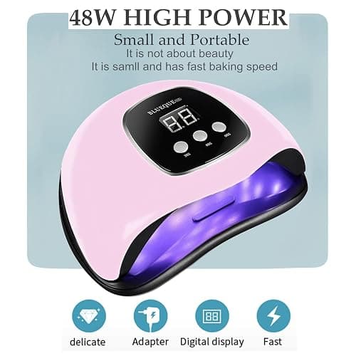 BIGBEAR UV Light for Nails, 48W UV LED Nail Lamp for Gel Polish, Fast Nail Dryer with Automatic Sensor, 3 Timer Setting, Small and Portable, LED Nail Light for Fingernail and Toenail thumbnail 2