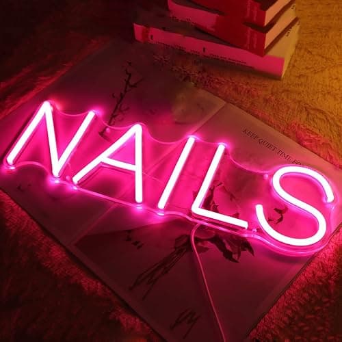 Britrio LED NAILS Neon Sign Light Pink Nails Spa Beauty Salon Studio LED Wall Art Decor Sign for Business Stores Logo Barber Shops Indoors Nail Tech Gift 5V USB Powered with Dimmer Switch 15.75 IN thumbnail 6