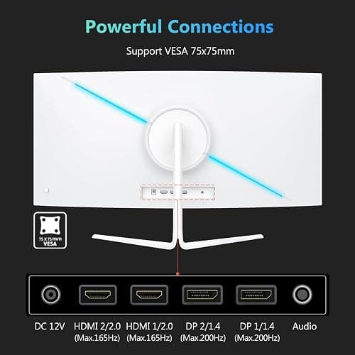 Z-Edge 30 Inch Ultrawide Curved Gaming Monitor 200Hz 2560x1080 21:9 White | 1ms MPRT 1500R Curved Screen VA Panel, 300cd/m² Brightness, FreeSync, Crosshair, DisplayPort (200Hz), HDMI (165Hz), PIP & PBP thumbnail 6