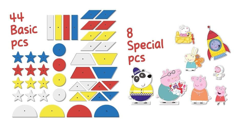 Lena® Hammerspiel Peppa Pig – Kreatives Set mit 44 bunten Plättchen, Hammer, Nägeln und Korkplatte, ab 3 Jahren thumbnail 5
