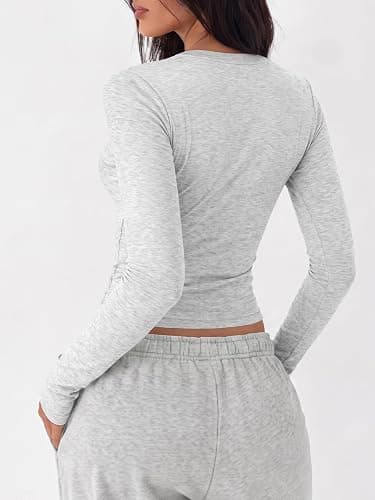 Trendy Queen Cotton Long Sleeve Shirts for Women | Ultra Soft Cotton Blend Slim Fit Crew Neck Tee, Stretchy Basic Layering Top for Fall, Winter & Spring thumbnail 4
