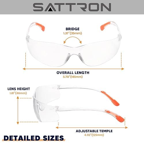 SATTRON 24 Pack Clear Safety Glasses, UV Protection Protective Eyewear for Men Women, ANSI Z87.1 Scratch & Impact Resistant Eye Protection, Ideal for Construction, Sports, Lab, Shooting thumbnail 2