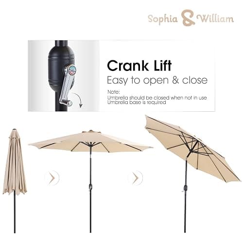 Sophia & William 5 Pieces Outdoor Dining Set with 9ft Beige Patio Umbrella, 4 Seat Patio Dining Set with Square Metal Patio Table and 4 Rattan Chairs, Patio Dining Set Set for Yard Lawn Porch thumbnail 6