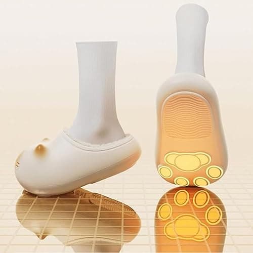 Cat Paws Footprints Fluffy Plush Fleece Height Increase Slippers,Cat Paw Slippers, Non-Slip Winter Furry Comfort thumbnail 2