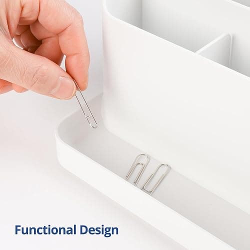 BLUE GINKGO Desk Organizer – Korean-Made Office Storage for Pens, Notes, Mail, and Supplies (White) - ORGANIZER - WHITE thumbnail 6