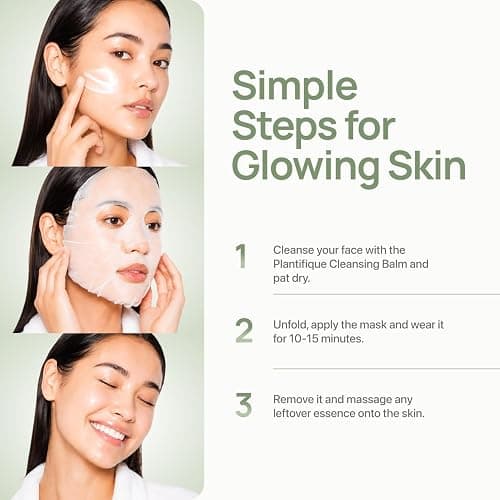 PLANTIFIQUE Korean Face Mask Skincare - Hydrating, Calming, Firming, 5 Pack | Variety Pack Sheet Masks, with Hyaluronic Acid - Aloe Vera, Peach, Coconut, Centella, Collagen & Coenzyme Q10 - Masque Visage thumbnail 6