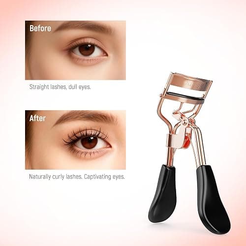 Kaasage Eyelash Curler, Professional Stainless Steel Makeup Eyelash Tool | Ergonomic Handle & 6 Replacement Pads for Long-Lasting Results thumbnail 3