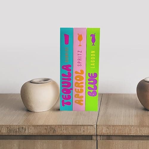 Large Decorative Books for neutral home decor aesthetic– Aesthetic Coffee Table Books for Decor – Faux Book for Decoration Photo Storage and fake book storage as a Keepsake Box – Drinks Set of 3 thumbnail 6