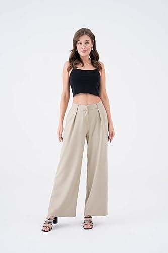Wide Leg Work Pants Women’s Elastic High Waisted Casual Office Dress Pants Trousers with Pocket Normal and Plus Size Slacks thumbnail 9