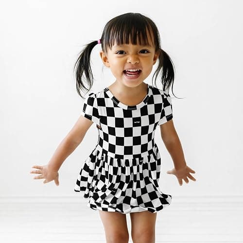 Little Sleepies Cap Sleeve Skater Toddler Bodysuit Dress for Girls - Viscose from Bamboo Girl Dress w/Pockets & Diaper Cover thumbnail 2