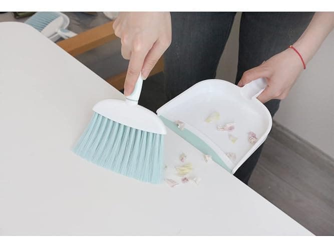 BSMstone Mini Broom and Dustpan Set-Mini Whisk Set for Desk, Housekeeping, Office, Kitchen, Pet Nest, etc.,Daily Cleaning Necessity Plastic Mini Dustpan Set (Light Blue) thumbnail 6