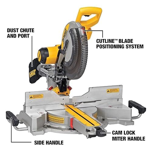 DEWALT Miter Saw, 12-inch Double Bevel Sliding Compound Miter Saw with XPS LED Shadow Light System, Includes Blade Wrench, Material Clamp and Dust Bag (DWS780) thumbnail 2
