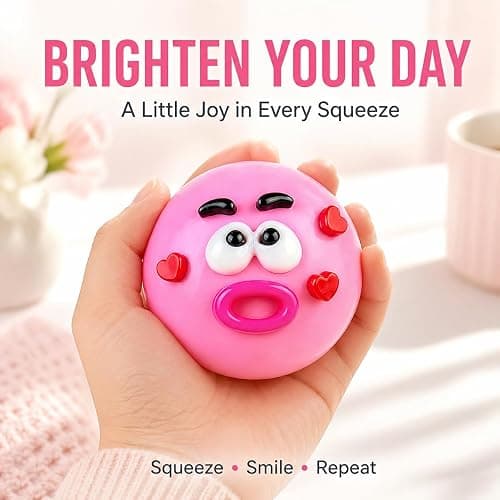 NEW Smushers Squishy, Cute Easy Squeezy Funny Face Squishy Stress Balls, Stress Relief Desk Accessory for Adults (Pink+Blue+Yellow) thumbnail 6