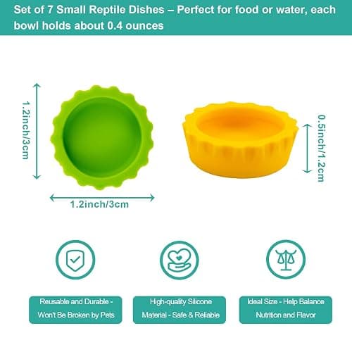 7 Pack Crested Gecko Food and Water Bowl, Eudimysx Reusable Small Reptile Feeding Dish, Gecko Tank Accessories for Hermit Crab, Tarantula, Isopods, Snails and Lizard, Silicone Easy Clean & 7 Colors thumbnail 4