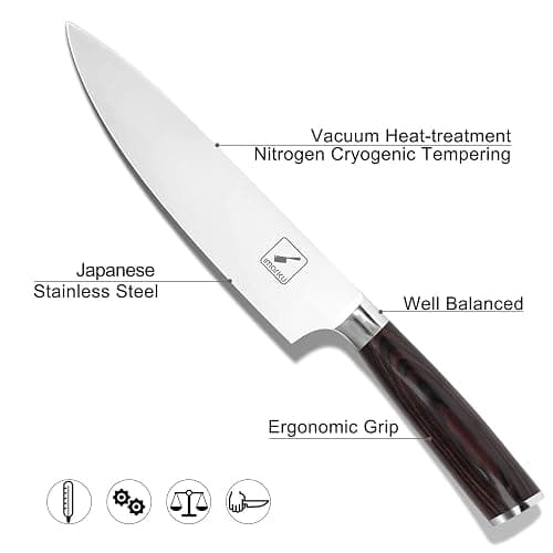 imarku Japanese Chef Knife - Sharp Kitchen Knife 8 Inch Chef's Knives HC Steel Paring Knife, Gifts for Men and Women, Christmas Gifts for Mom or Dad, Kitchen Gadgets with Gift Box, Gyutou Knives thumbnail 4