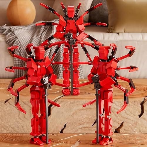 MMXBGS T13 Action Figure Set, 5.5 Inch T 13 Robot, Titan 13 Action Figures with Spider Sucker, Multi-Jointed Movable Dummy 13 Collectible Toy for Boys Age 8-12, Christmas Creative Gift (Red) thumbnail 6