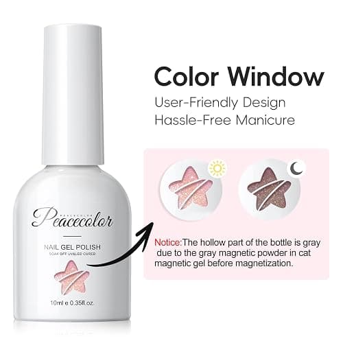 PEACECOLOR UV Nagellack Cat Eye UV Gel 10ML - 6 Farben Silber Rosa Nude Braun Gellack mit Magnet Cat Eye Nagellack Gel Nail Polish Soak Off Maniküre Nail Art Salon DIY thumbnail 6