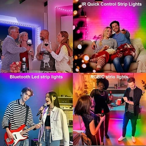 VOLIVO 100ft Led Strip Lights for Bedroom, Color Changing Led Light Strips Kit with 24 Keys IR Remote and Smart App Control, RGB Music Sync Lighting for Room, Home Decor thumbnail 6