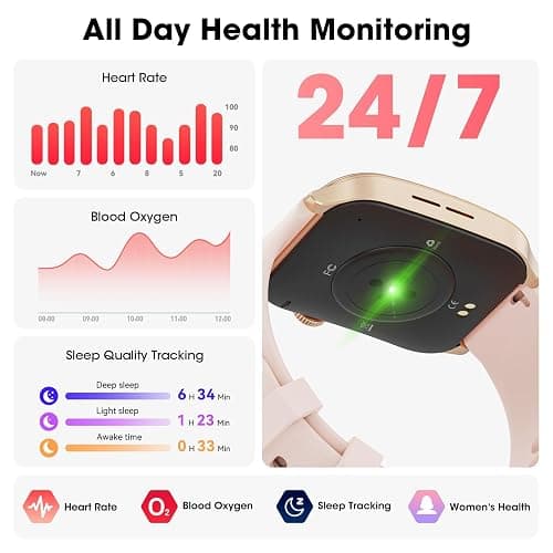 Smart Watches for Men Women, 1.91" HD Curve Screen Smartwatch (Answer/Make Call), Fitness Tracker with Heart Rate/Sleep Monitor, Pedometer, 100+ Sport Modes, Smart Watch for Android iPhone (Pink) thumbnail 5
