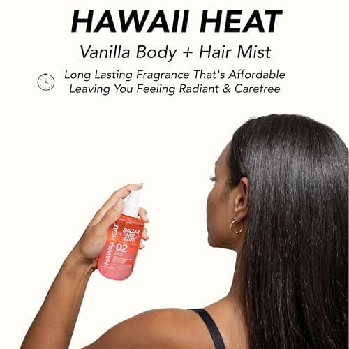 Holler and Glow Hawaii Heat Body & Hair Mist, Warm Vanilla, Peony & Amber Scent, Long-Lasting Daily Fragrance, Lightweight, Vegan, Cruelty-Free, Alcohol-Free, Hydrating Hair Perfume, 8.11 Fl Oz thumbnail 2
