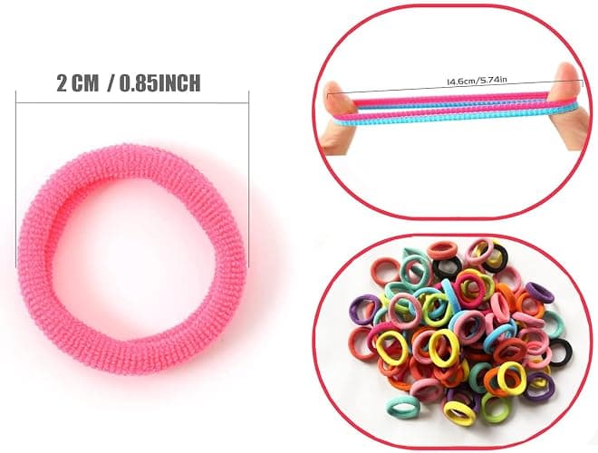 Omszte,100 Pcs Baby Hair Ties, Seamless Cotton Toddler Hair Ties for Girls and Kids, Multicolor Small Soft Hair Elastics Ponytail Holders(10Colors) - A-mixed color thumbnail 6